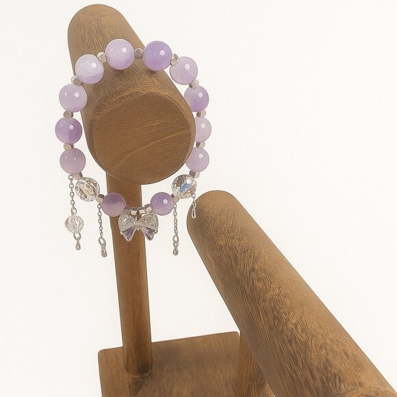 Purple and Silver Beaded Bracelet - Picture 2 of 3